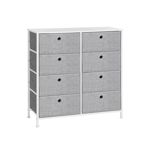 Rootz Storage Cabinet Organizer - Wardrobe Closet - Large Cupboard - MDF Steel Construction - Non-woven Fabric Oxford Cloth - 30cm x 80cm x 81.5cm - Light Gray-White