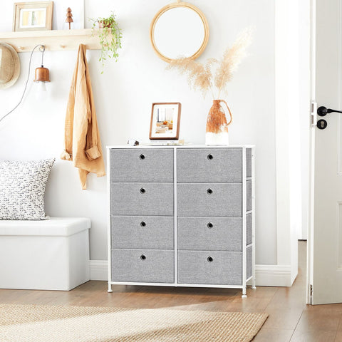 Rootz Storage Cabinet Organizer - Wardrobe Closet - Large Cupboard - MDF Steel Construction - Non-woven Fabric Oxford Cloth - 30cm x 80cm x 81.5cm - Light Gray-White