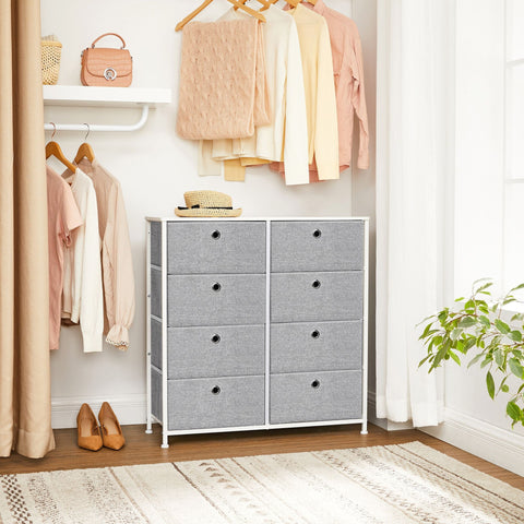 Rootz Storage Cabinet Organizer - Wardrobe Closet - Large Cupboard - MDF Steel Construction - Non-woven Fabric Oxford Cloth - 30cm x 80cm x 81.5cm - Light Gray-White
