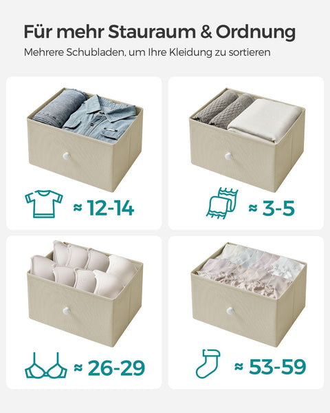 Rootz Storage Cabinet - Drawer Organizer - Chipboard Steel Fabric - Camel Yellow Cream White - 30cm x 80cm x 71cm - Lightweight - Spacious - Easy Assembly