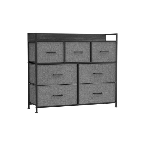 Rootz 3 Drawer Chest of Drawers - Storage Cabinet - Gray Black Wood Grain - Chipboard Steel Non-Woven Fabric - Large Drawers - 28.5cm x 98cm x 85cm - 12.8kg Weight - 36kg Total Capacity