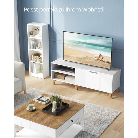 Rootz White Chipboard TV Cabinet - Entertainment Center - Media Console - Spacious Storage - Sturdy Construction - Modern Design - 40cm x 140cm x 50cm
