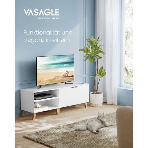 Rootz White Chipboard TV Cabinet - Entertainment Center - Media Console - Spacious Storage - Sturdy Construction - Modern Design - 40cm x 140cm x 50cm