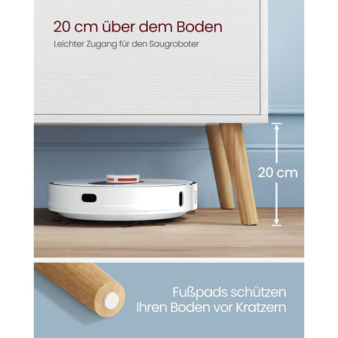 Rootz TV Stand - Entertainment Center - Media Console - Chipboard - Rubber Wood - White - 40cm x 120cm x 49cm - 19.7kg - 55kg Max Load Capacity - 15kg Per Shelf - Easy Assembly