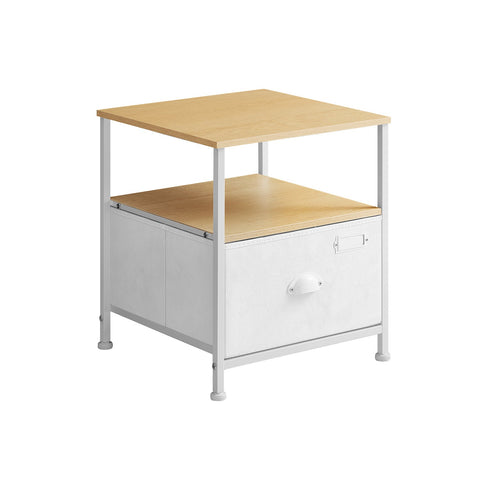 Rootz Bedside Table - Nightstand - End Table - MDF and Metal Construction - Oxford Fabric Drawer - Spacious Storage - Easy Assembly - 41cm x 41cm x 47cm