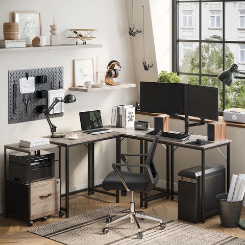 Rootz Greige Black Desk - Study Table - Workstation - Chipboard and Steel - Lightweight - Easy Assembly - Spacious - 50cm x 80cm x 76cm