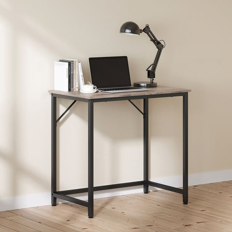 Rootz Industrial Style Writing Desk - Narrow Office Table - Chipboard Desk - Steel Frame - Greige Black - 50cm x 80cm x 76cm