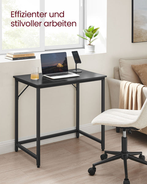 Rootz Black Desk - Study Table - Writing Desk - Chipboard and Steel - Lightweight - Easy Assembly - Modern Design - 50cm x 80cm x 76cm