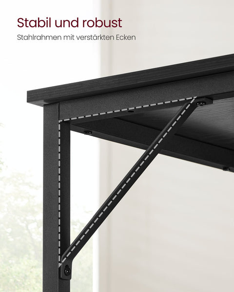 Rootz Black Desk - Study Table - Writing Desk - Chipboard and Steel - Lightweight - Easy Assembly - Modern Design - 50cm x 80cm x 76cm