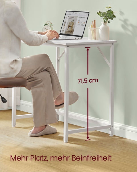 Rootz Maple White Desk - Study Table - Writing Desk - Chipboard and Steel Construction - Lightweight and Sturdy - 50cm x 80cm x 76cm - Max Load Capacity 50kg