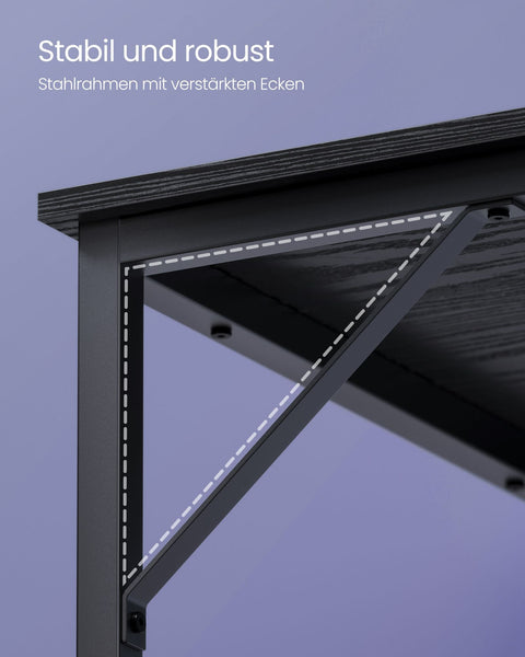 Rootz Black Desk - Writing Table - Study Desk - Chipboard and Steel - Spacious Surface - Easy Assembly - 60cm x 120cm x 76cm