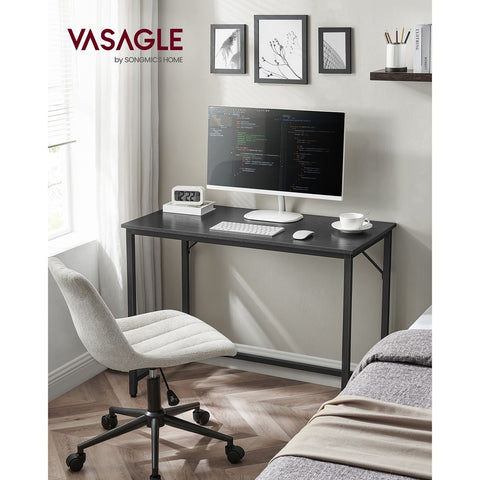Rootz Black Desk - Study Table - Writing Desk - Chipboard and Steel - Large Size - Lightweight - Easy Assembly - 50cm x 100cm x 75cm