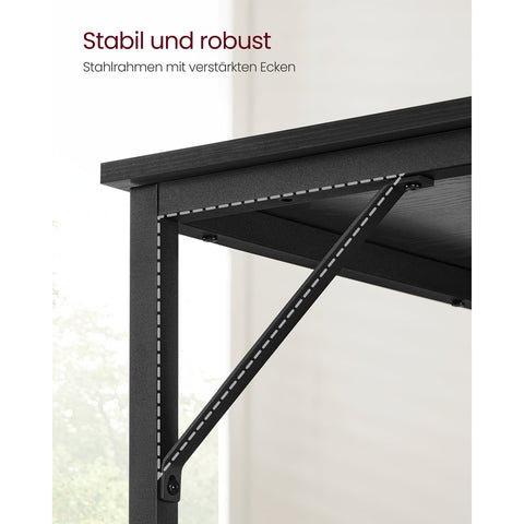 Rootz Black Desk - Study Table - Writing Desk - Chipboard and Steel - Large Size - Lightweight - Easy Assembly - 50cm x 100cm x 75cm