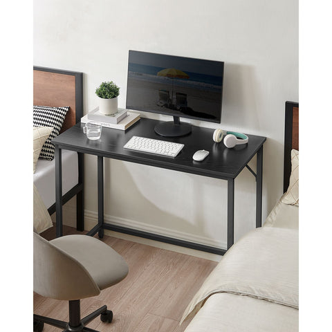 Rootz Black Desk - Study Table - Writing Desk - Chipboard and Steel - Large Size - Lightweight - Easy Assembly - 50cm x 100cm x 75cm