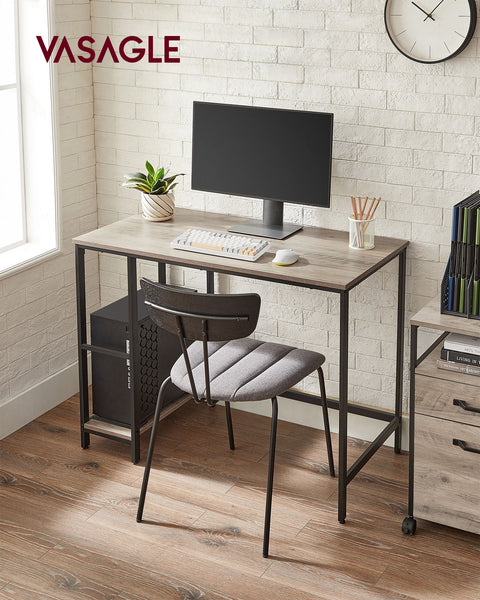 Rootz Greige Black Desk - Writing Table - Study Desk - Chipboard and Steel Construction - Spacious Surface - Easy Assembly - 50cm x 100cm x 75cm