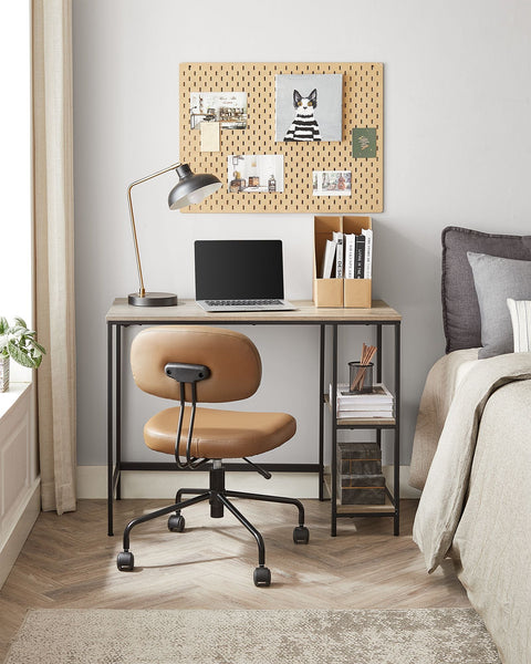 Rootz Greige Black Desk - Writing Table - Study Desk - Chipboard and Steel Construction - Spacious Surface - Easy Assembly - 50cm x 100cm x 75cm