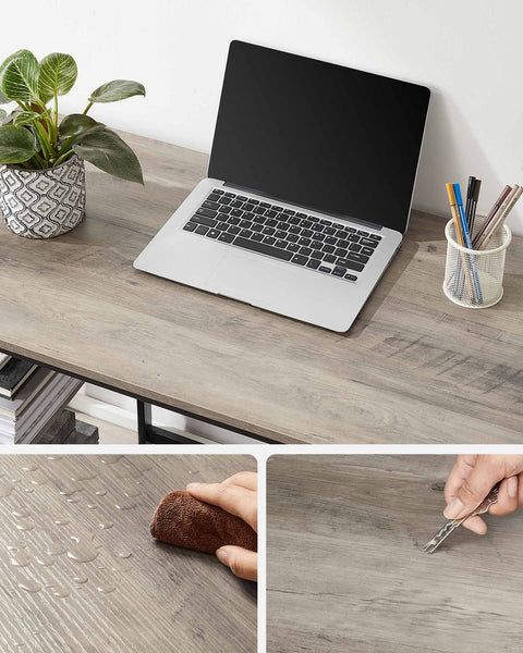Rootz Greige Black Desk - Writing Table - Study Desk - Chipboard and Steel Construction - Spacious Surface - Easy Assembly - 50cm x 100cm x 75cm