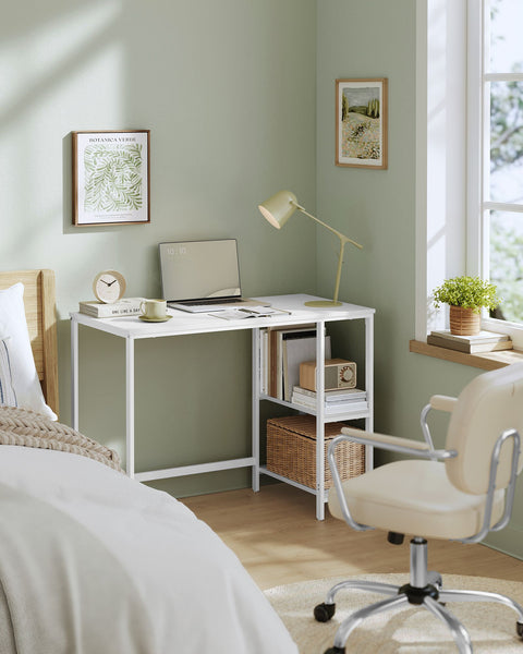 Rootz Maple White Desk - Writing Table - Study Desk - Chipboard & Steel - 50cm x 100cm x 76cm