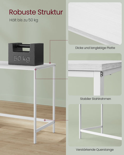 Rootz Maple White Desk - Writing Table - Study Desk - Chipboard & Steel - 50cm x 100cm x 76cm