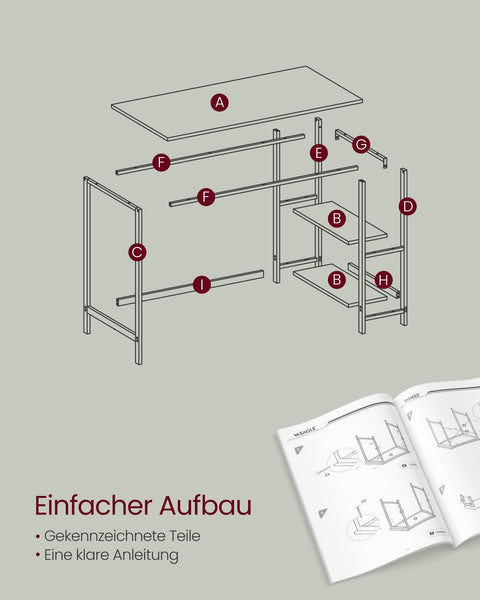 Rootz Maple White Desk - Writing Table - Study Desk - Chipboard & Steel - 50cm x 100cm x 76cm