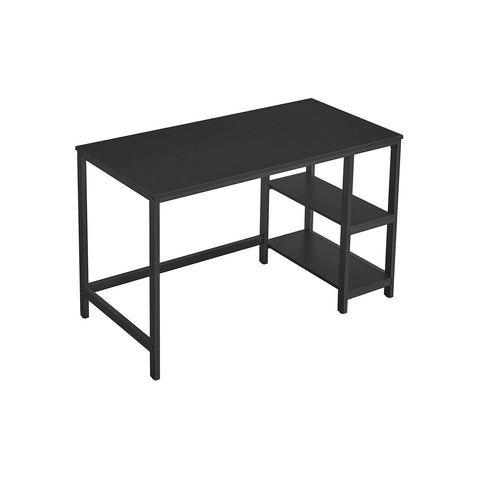 Rootz Black Computer Desk with Shelves - Office Desk - Workstation - Chipboard and Steel - 120cm x 60cm x 75cm