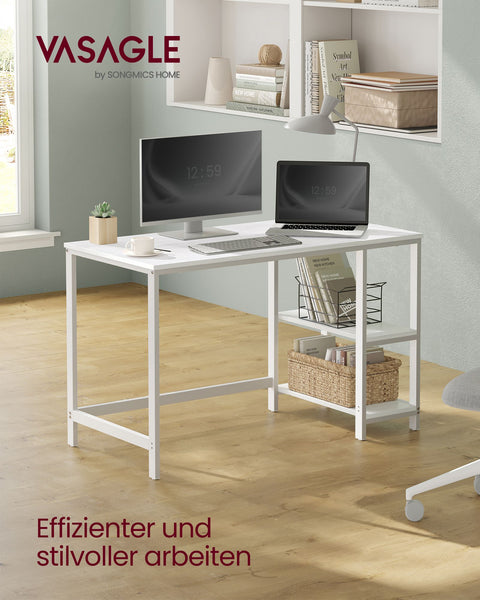Rootz Maple White Desk - Writing Table - Study Desk - Chipboard and Steel Construction - Spacious Work Surface - Easy Assembly - 60cm x 120cm x 76cm