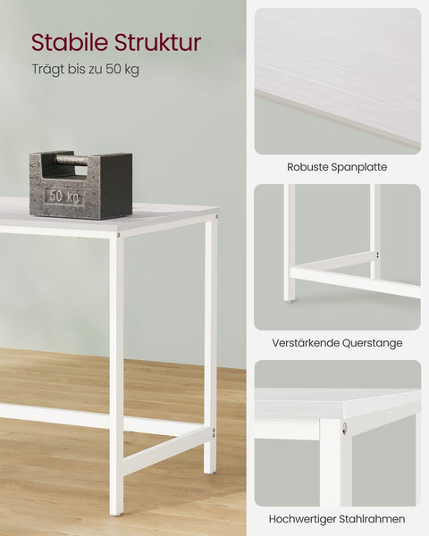 Rootz Maple White Desk - Writing Table - Study Desk - Chipboard and Steel Construction - Spacious Work Surface - Easy Assembly - 60cm x 120cm x 76cm
