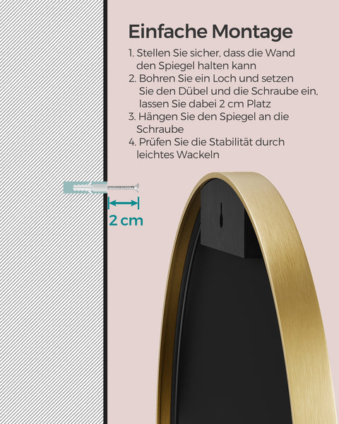 Rootz Round Gold Mirror - Vanity Mirror - Wall Mirror - Aluminum Alloy Frame - Silver Coated Glass - Lightweight - Easy to Install - 61cm x 3.6cm x 61cm