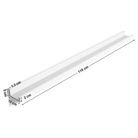 Rootz Floating Picture Bar - Versatile - Built To Last - Designed For Photos - Fittings Bag - Children's Books - E1 Class MDF-high Gloss Lacquer - White - 110 x 10 x 5/2 cm