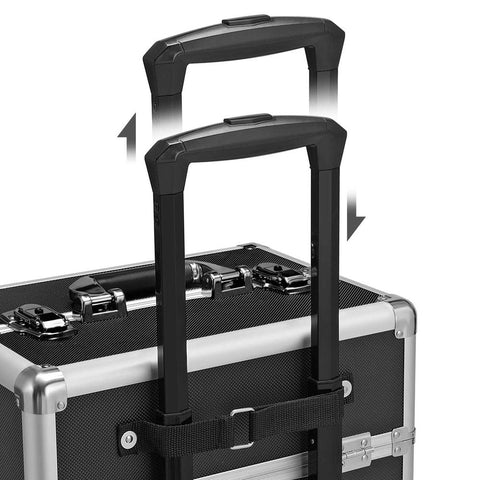 Rootz Cosmetic Trolley - Makeup Artist Trolley - Rolling Beauty Cart - Wheeled Beauty Organizer - Vanity Case With Wheels - Makeup Organizer - MDF - Black - 35 x 25 x 82.5 cm (L x W x H)