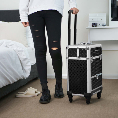 Rootz Cosmetic Case with Telescopic Handle - Makeup Organizer - Travel Case - ABS Plastic - Umbrella Fabric - 34cm x 56cm x 24cm