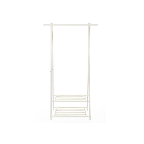 Rootz Clothes Rack - Shoe Rack - Stable Design - Purpose Perfectly - Elegant Impression - Elegant Design - Iron Pipe - Cream White - 87.5 x 155 x 41 cm