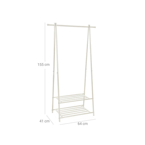 Rootz Clothes Rack - Shoe Rack - Stable Design - Purpose Perfectly - Elegant Impression - Elegant Design - Iron Pipe - Cream White - 87.5 x 155 x 41 cm