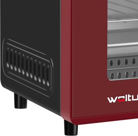 Rootz Pink Mini Oven - Compact Table Oven - Small Baking Toaster - 10L Capacity - 36.5x22.1x28.5 cm - 650W - Double Glazed Door