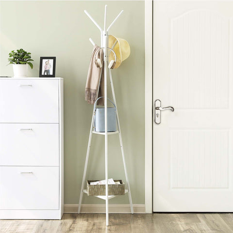 Rootz Coat Rack - Wardrobe - Entryway Organizer - Iron Frame - Marble-Look Shelves - Clarity - Coziness - Practicality - 49cm x 49cm x 179cm