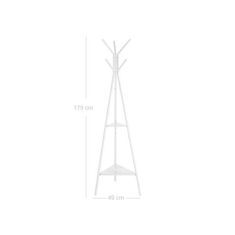 Rootz Coat Rack - Wardrobe - Entryway Organizer - Iron Frame - Marble-Look Shelves - Clarity - Coziness - Practicality - 49cm x 49cm x 179cm