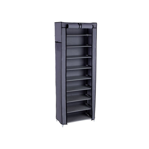 Rootz Shoe Rack - Shoe Rack For 27 Pairs Of Shoes - Shoe Storage Rack - Entryway Shoe Rack - Shoe Organizer - Shoe Cabinet - Fleece Fabric - Gray - 58 x 160 x 28 cm (W x H x D)