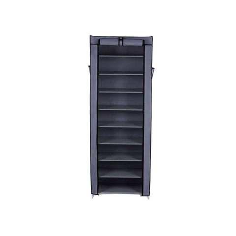Rootz Shoe Rack - Shoe Rack For 27 Pairs Of Shoes - Shoe Storage Rack - Entryway Shoe Rack - Shoe Organizer - Shoe Cabinet - Fleece Fabric - Gray - 58 x 160 x 28 cm (W x H x D)