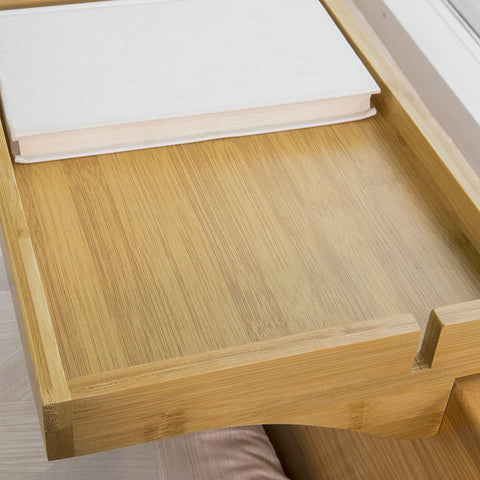 Rootz Bamboo Bedside Shelf - Clip-On Nightstand - Hanging Storage - Cable Management Slots - Tool-Free Installation - 36cm x 9cm x 25cm