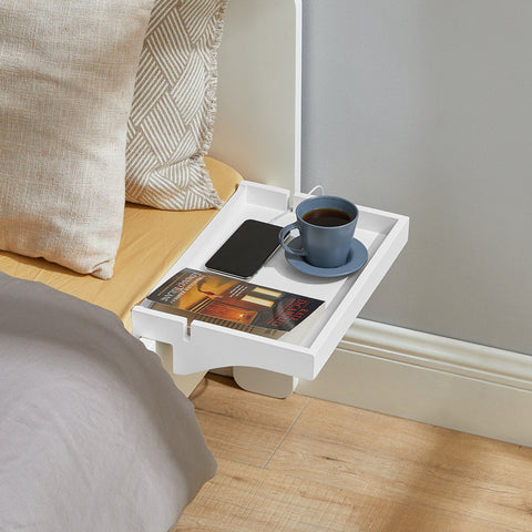 Rootz Bamboo Bedside Shelf - Clip-On Nightstand - Hanging Storage - Cable Management - Easy Installation - 36cm x 8cm x 25cm