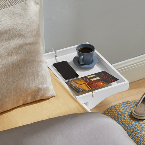 Rootz Bamboo Bedside Shelf - Clip-On Nightstand - Hanging Storage - Cable Management - Easy Installation - 36cm x 8cm x 25cm