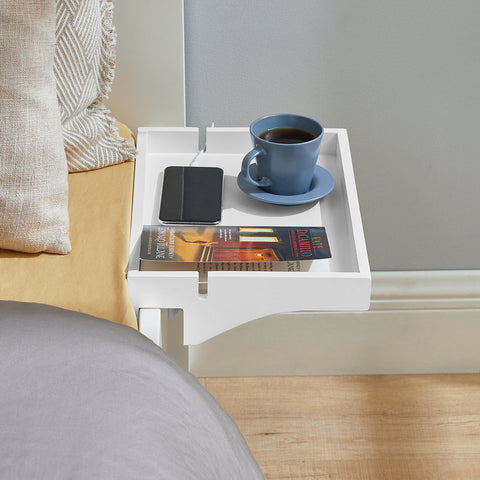 Rootz Bamboo Bedside Shelf - Clip-On Nightstand - Hanging Storage - Cable Management - Easy Installation - 36cm x 8cm x 25cm