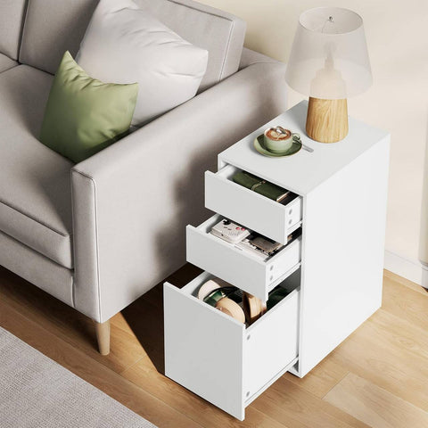 Rootz Bedside Table with Drawers - Nightstand - Bedside Cabinet - Efficient Space-Saving - Wood Material - 30cm x 60cm x 40cm
