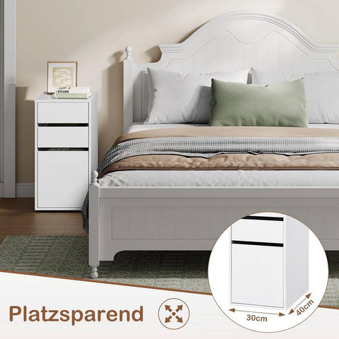 Rootz Bedside Table with Drawers - Nightstand - Bedside Cabinet - Efficient Space-Saving - Wood Material - 30cm x 60cm x 40cm