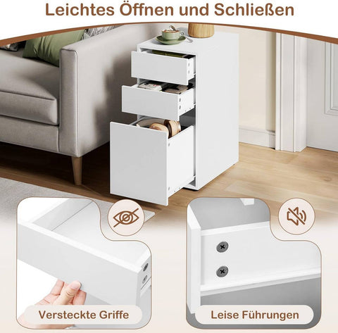 Rootz Bedside Table with Drawers - Nightstand - Bedside Cabinet - Efficient Space-Saving - Wood Material - 30cm x 60cm x 40cm