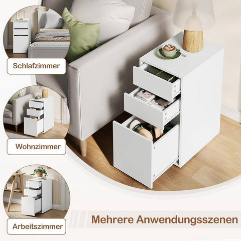 Rootz Bedside Table with Drawers - Nightstand - Bedside Cabinet - Efficient Space-Saving - Wood Material - 30cm x 60cm x 40cm