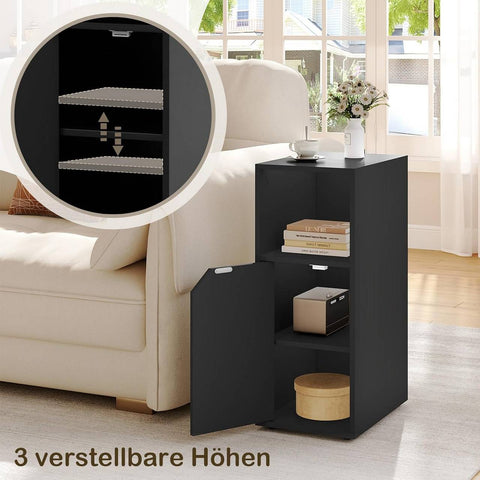 Rootz Nightstand - Bedside Table - Small Table - E1 Quality Wood - Compact Size - White/Black - 25cm x 62cm x 35cm - Modern Design