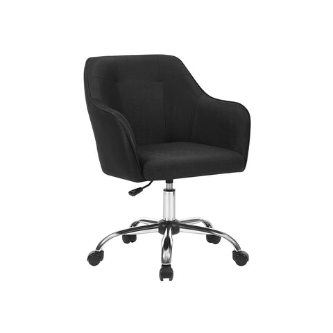 Rootz Height-Adjustable Office Chair - Desk Chair - Swivel Chair - Black Imitation Linen - Modern Design - PU Wheels - Steel Frame - 65cm x 69cm x (83-93)cm