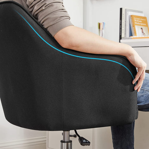 Rootz Height-Adjustable Office Chair - Desk Chair - Swivel Chair - Black Imitation Linen - Modern Design - PU Wheels - Steel Frame - 65cm x 69cm x (83-93)cm