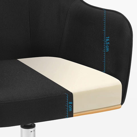 Rootz Height-Adjustable Office Chair - Desk Chair - Swivel Chair - Black Imitation Linen - Modern Design - PU Wheels - Steel Frame - 65cm x 69cm x (83-93)cm